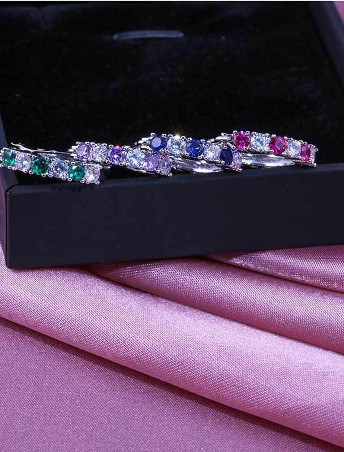 Women's Zircon Hoop Earrings Jewelry Classic Precious Stylish Simple Earrings Jewelry Blue / Purple / Fuchsia For Gift Festival 1 Pair