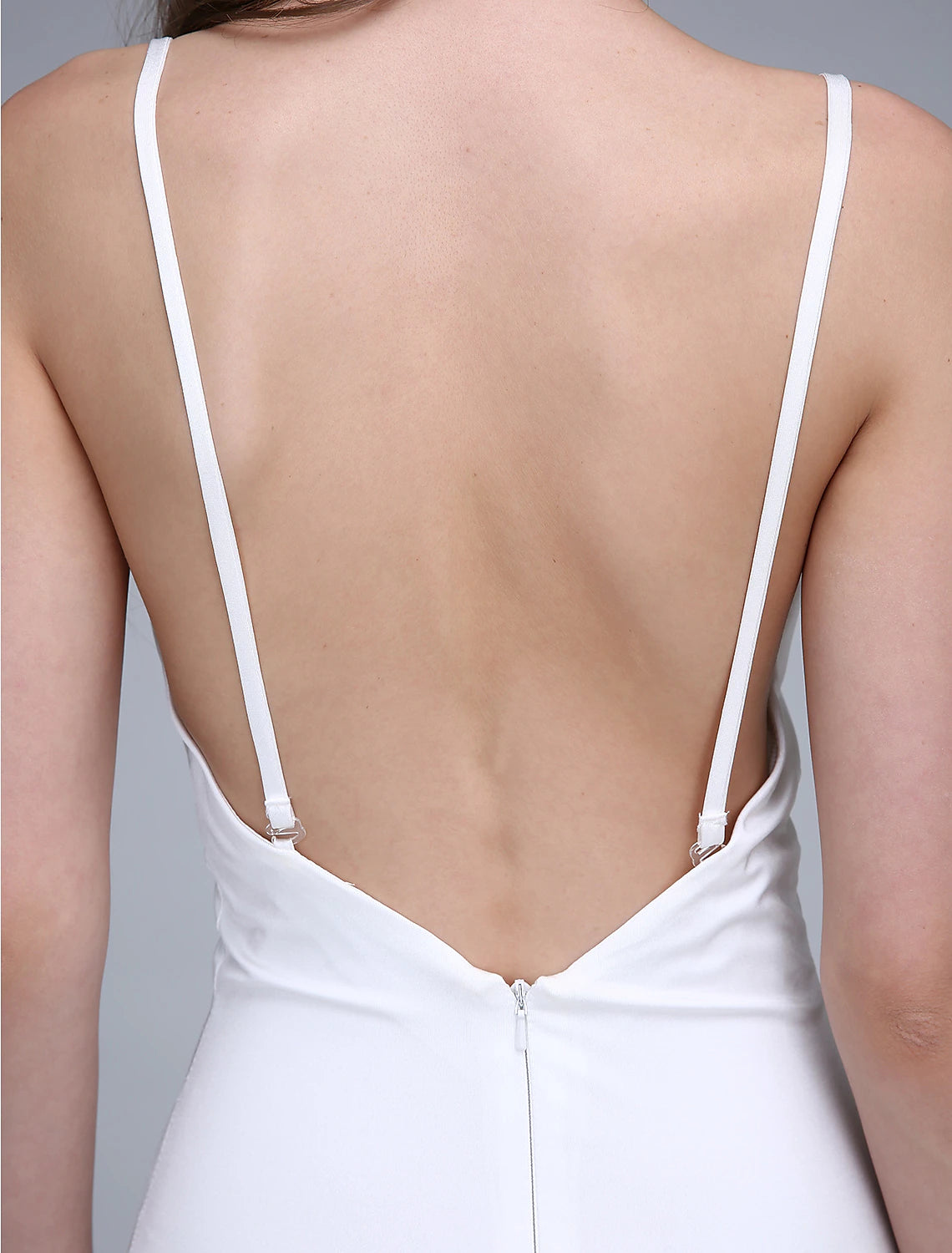 Etuikleid/Säulenkleid für die Brautjungfer, U-Boot-Ausschnitt, ärmellos, offener Rücken, knöchellang, Chiffon/Jersey mit Schlitz vorne