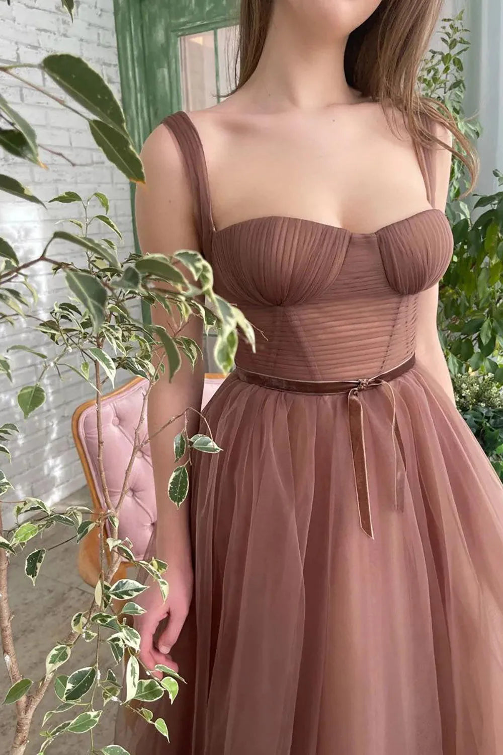 A Line Princess Sweetheart Brown Holiday Party Dress Prom Dresses