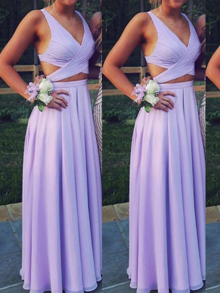 A Line V Neck Long Prom Dress Bridesmaid Dress