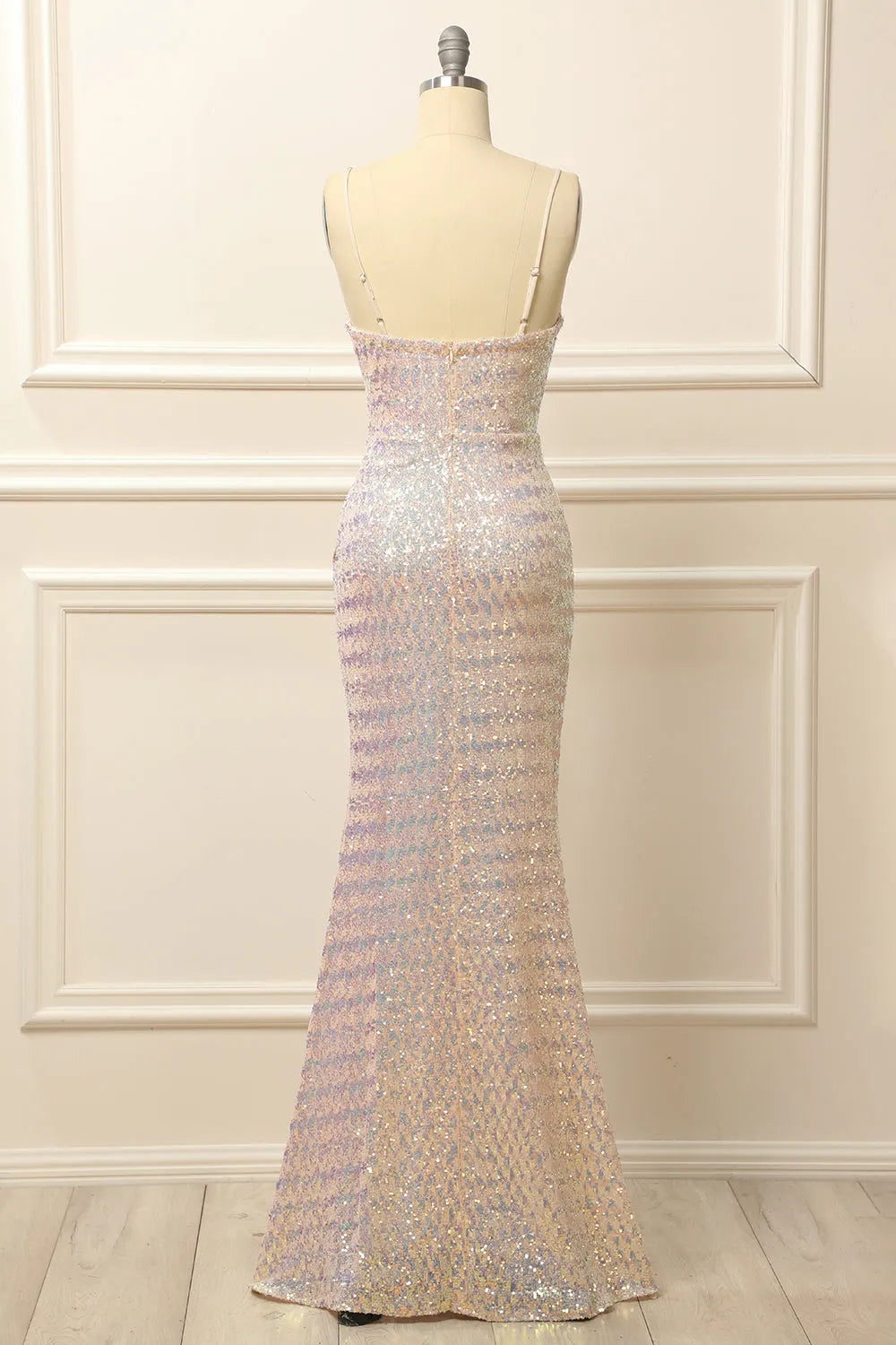 Sequins Ruched Long Prom Dress with Slit