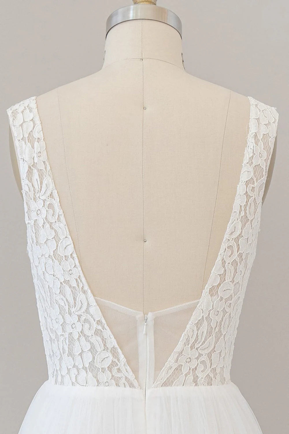 A-line Straps V-neck Chiffon Open Back Long Wedding Dress