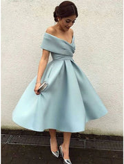 50's a line dress A-Line Cocktail Dresses 1950s Dress Wedding Guest Tea Length Short Sle – BL Dress