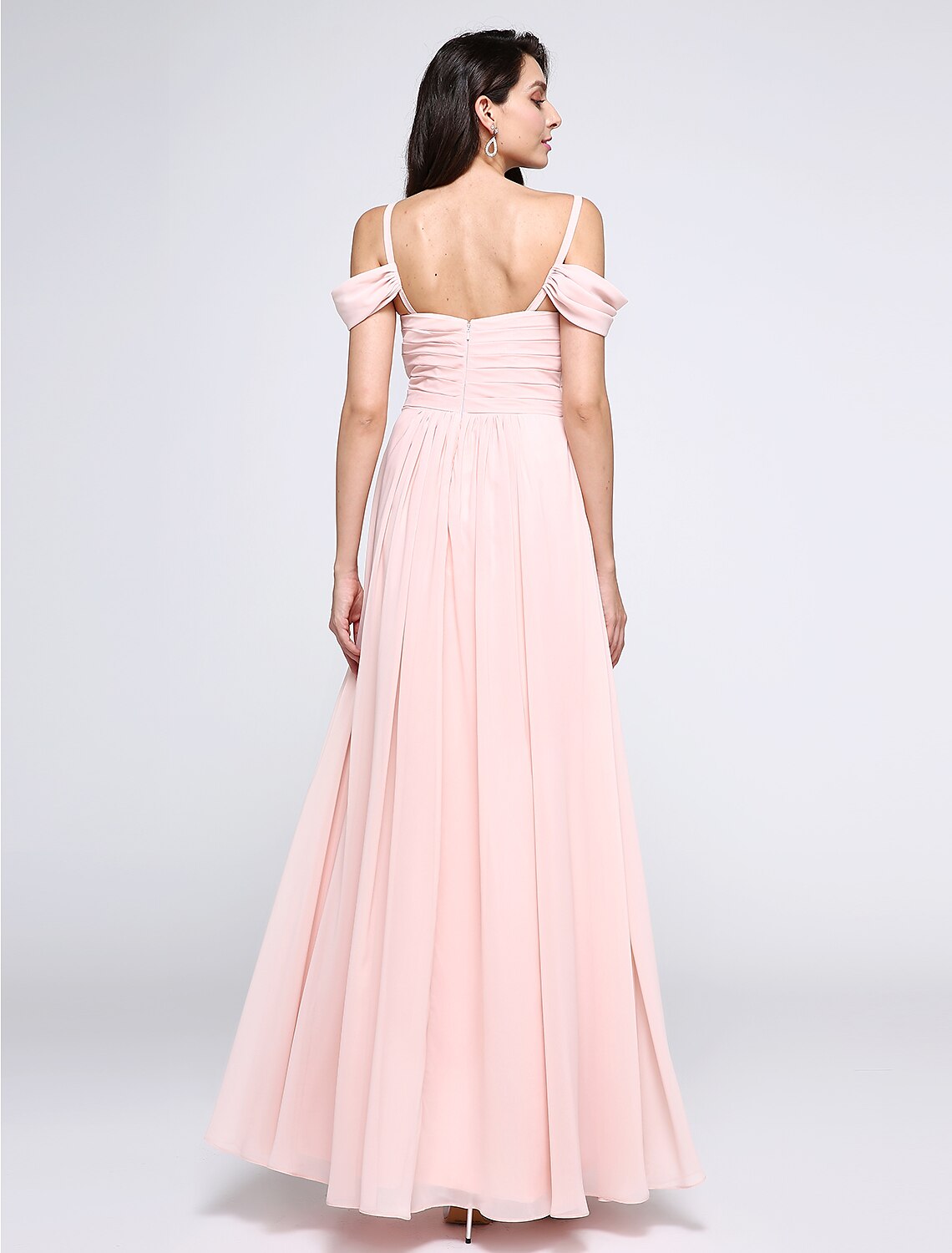 A-Line Elegant Dress Holiday Cocktail Party Ankle Length Short Sleeve Straps Chiffon with Criss Cross