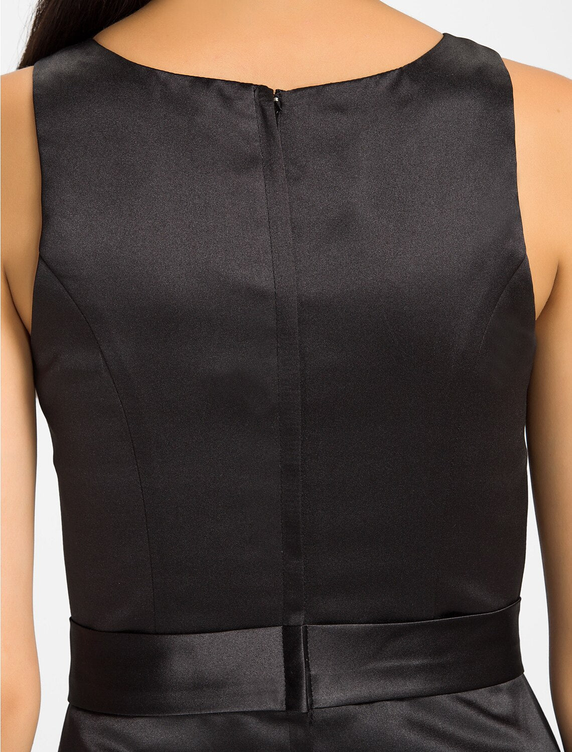 A-Linie, Rundhalsausschnitt, knielang, Satin, Brautjungfernkleid mit Schleife(n)/Schärpe/Band