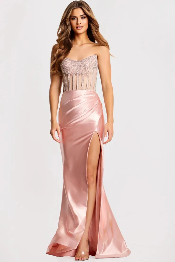Elegant Mermaid Strapless Sweetheart Open Back Sweep Train Prom Dress
