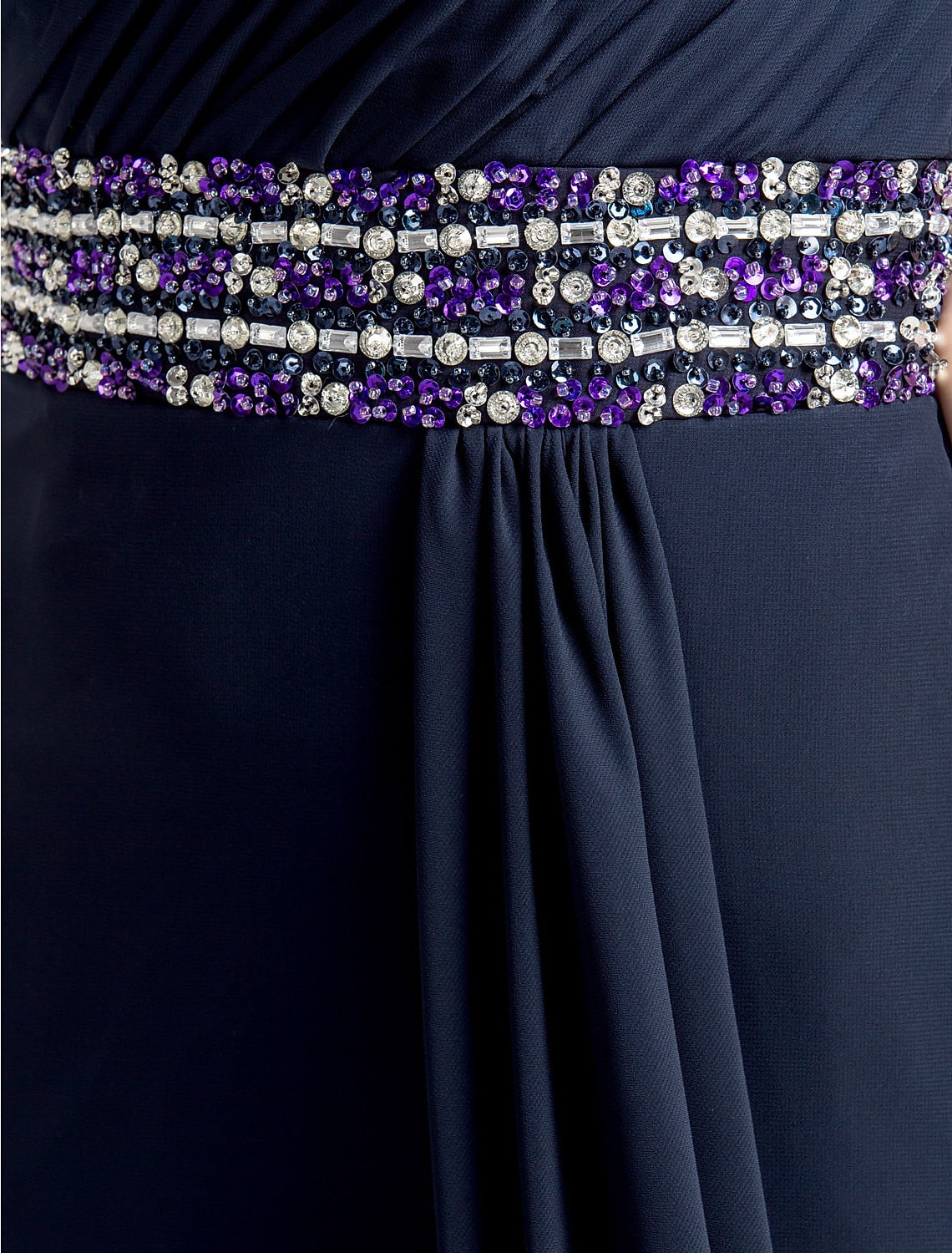 Sheath / Column Mother of the Bride Dress Sparkle & Shine One Shoulder Floor Length Chiffon Short Sleeve with Beading Draping Side Draping