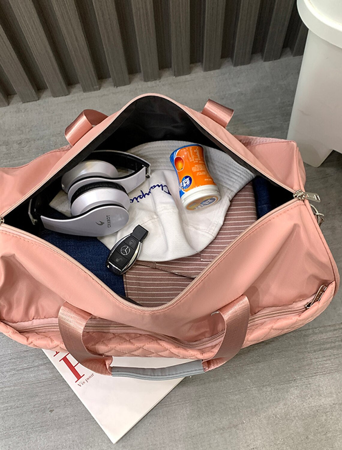 Men's Women's Tote Shoulder Bag Oxford Cloth Holiday Beach Zipper Adjustable Large Capacity Waterproof Solid Color Black Light Green Pink