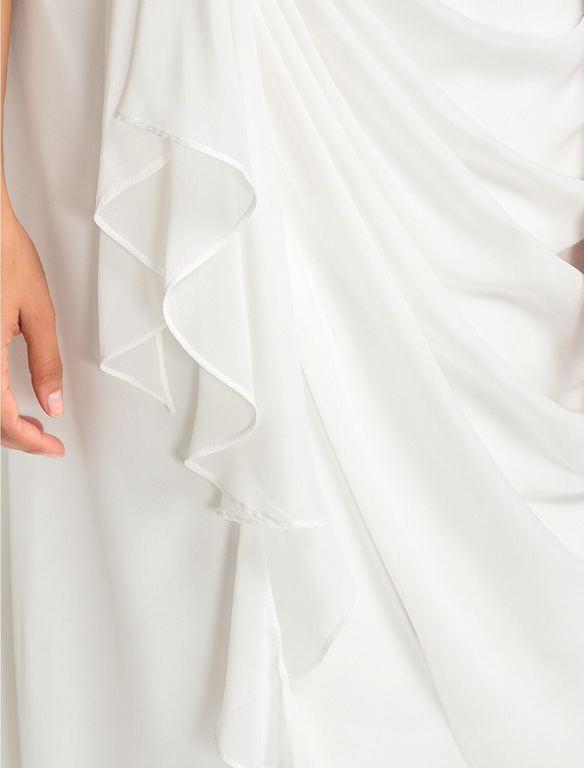 Etui-Linie/Spalte, V-Ausschnitt, bodenlanges Chiffon-Brautjungfernkleid mit Drapierung/Schärpe/Band/seitliche Drapierung