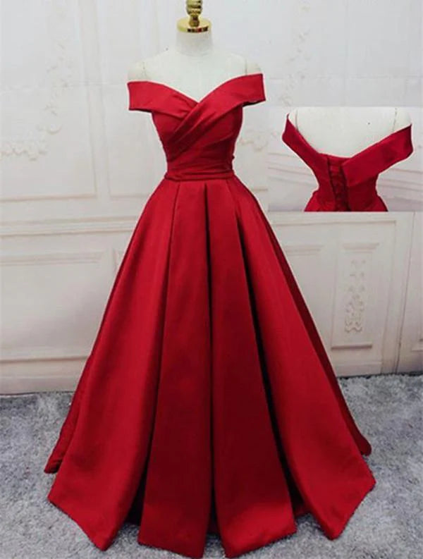A-line Off Shoulder Floor Length Prom Dress Formal Dress