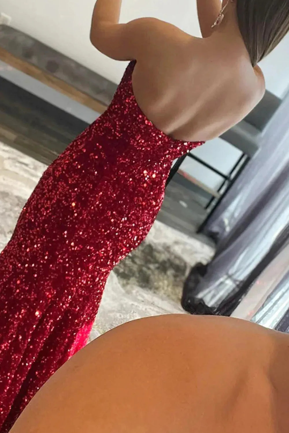 Mermaid Sequin Strapless Prom Dress