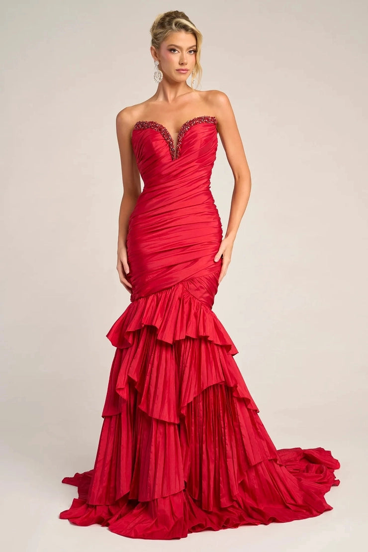 Stunning Mermaid Strapless Sweetheart Open Back Train Long Prom Dress