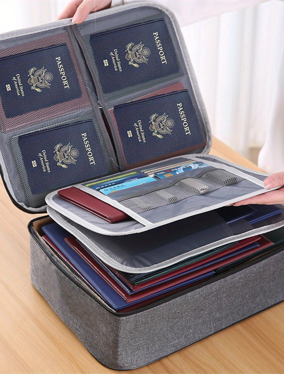 Document Storage Bag Box Home Family Certificate Explosion Important Documents Multi-Functional Passport Box Oxford Cloth Finishing Bag