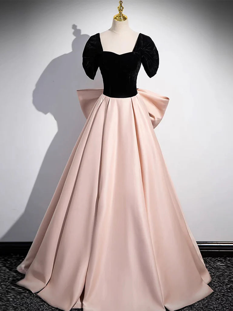 A-Line Off Shoulder Satin Long Prom Dress