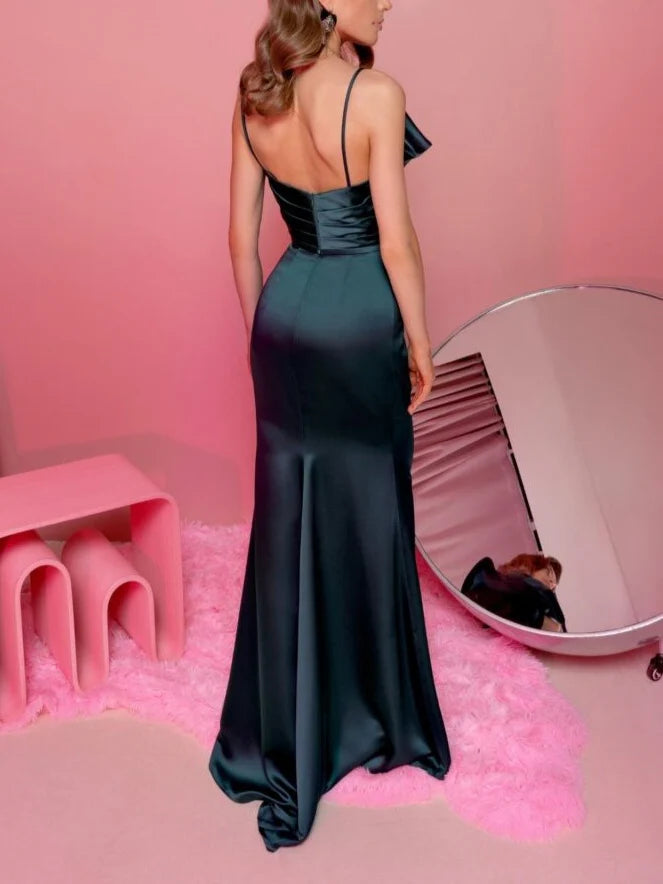 Sheath Spaghetti Straps Sleeveless Floor Length Evening Dress