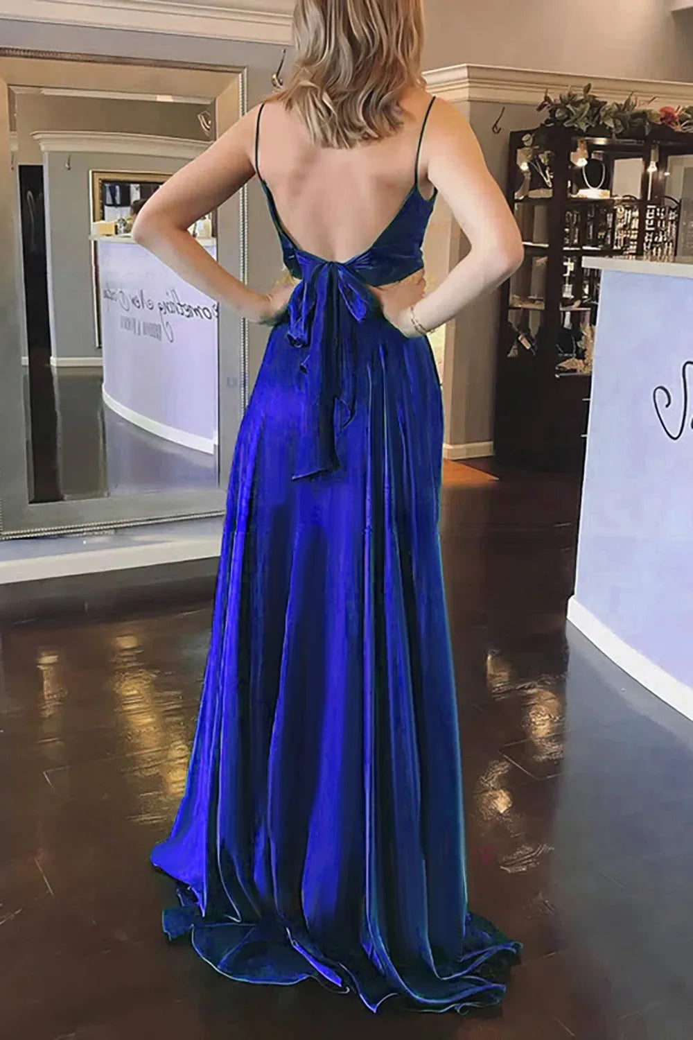 A-line Satin Prom Dress with Pockets