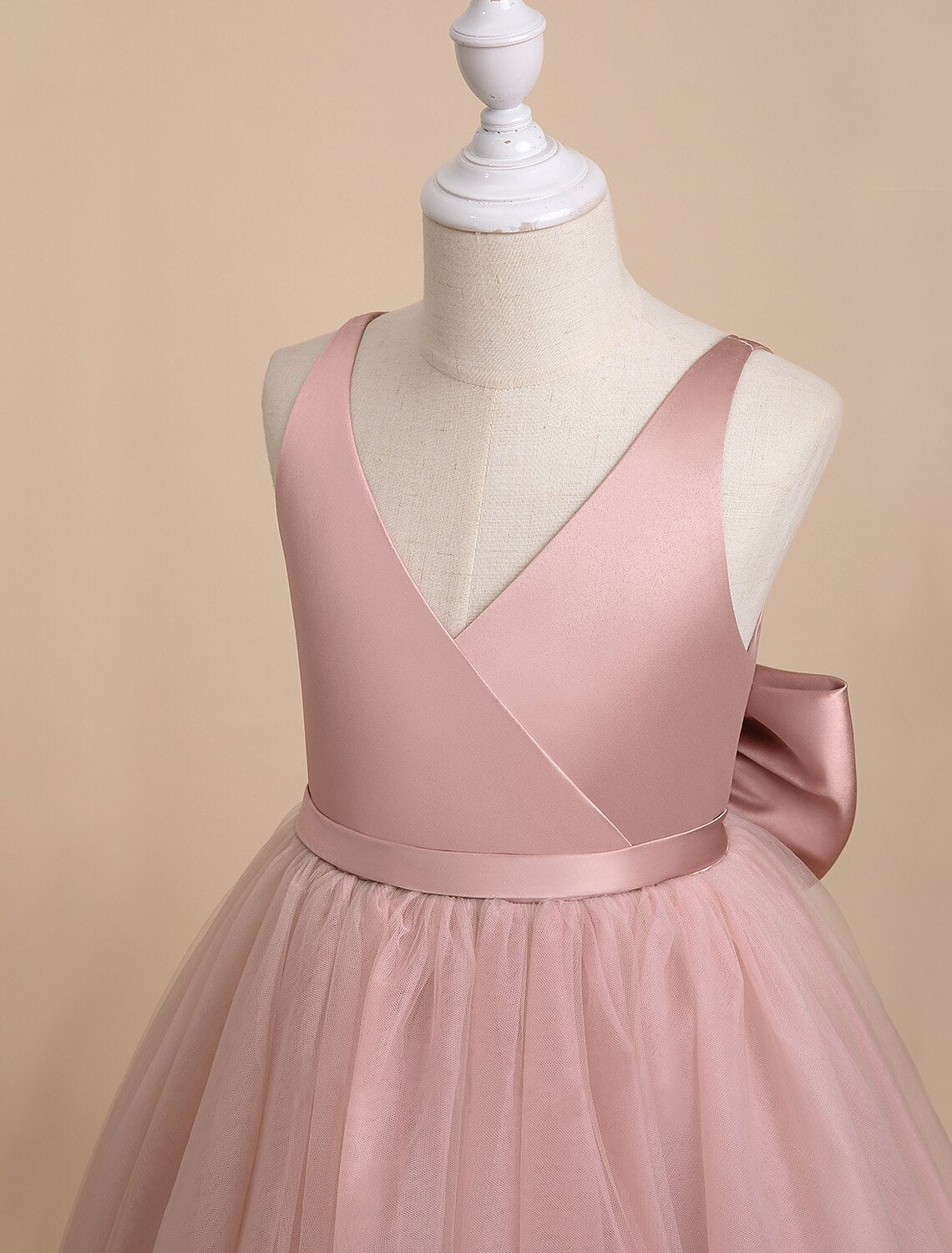 Kids Girls' Dress Solid Colored Long Sleeve Party Birthday Mesh Backless Bow Princess Sweet Polyester Maxi Tulle Dress Summer Spring Fall 3-10 Years White Pink