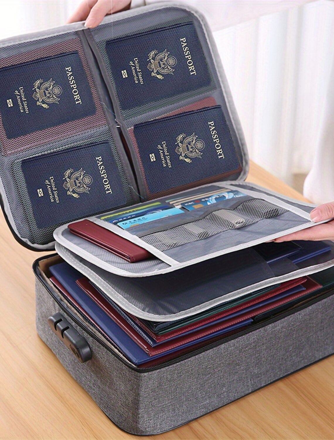 Document Storage Bag Box Home Family Certificate Explosion Important Documents Multi-Functional Passport Box Oxford Cloth Finishing Bag