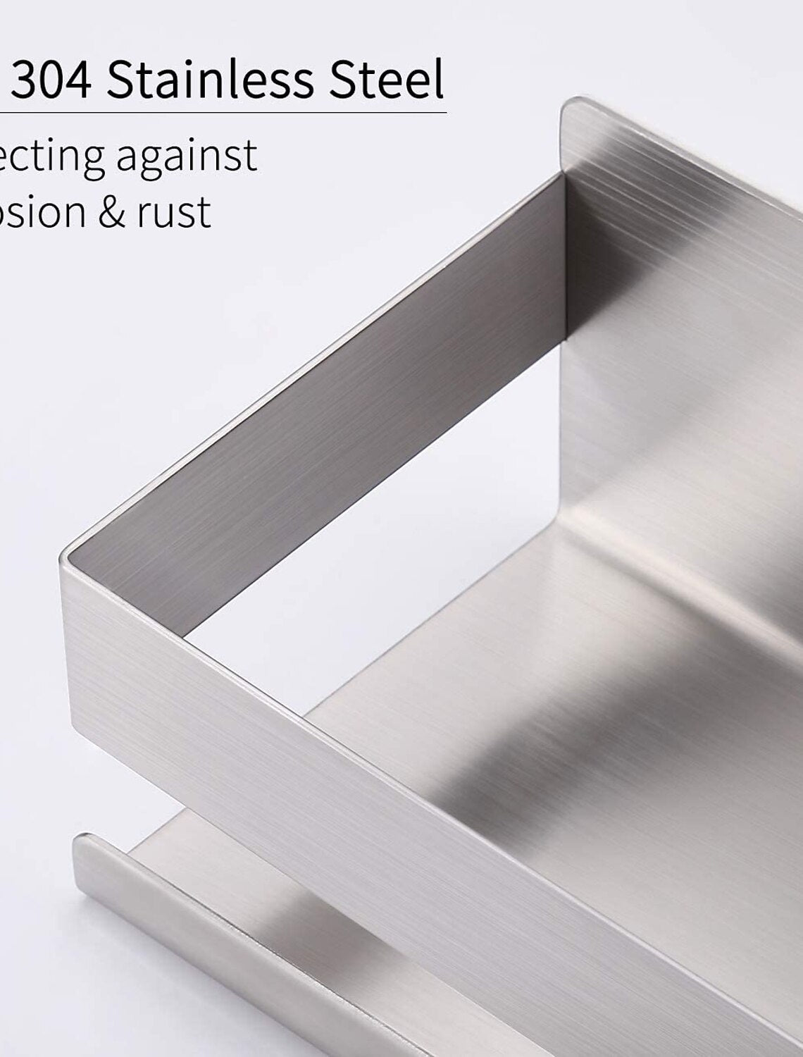 Bathroom Shelf,Self-Adhesive Shower Shelf Stainless Steel Wall-mounted Punch-free Bathroom Storage For Bathroom,Kitchen(Brushed Nickel,Matte Black)