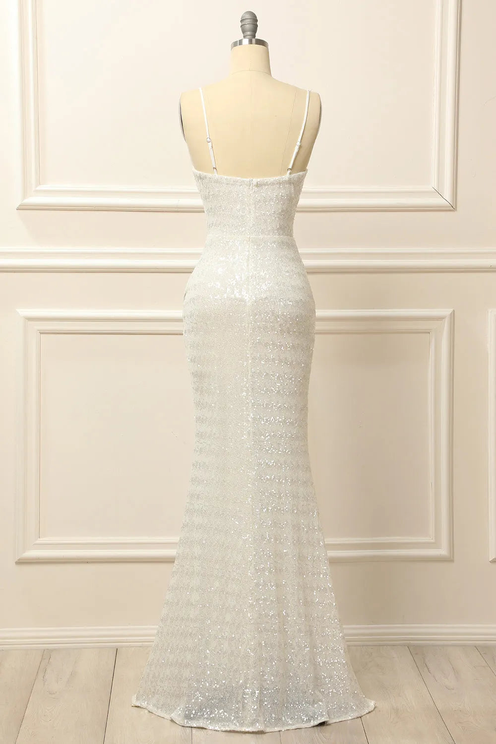 Mermaid Sequins Ruched Long Prom Dress with Slit