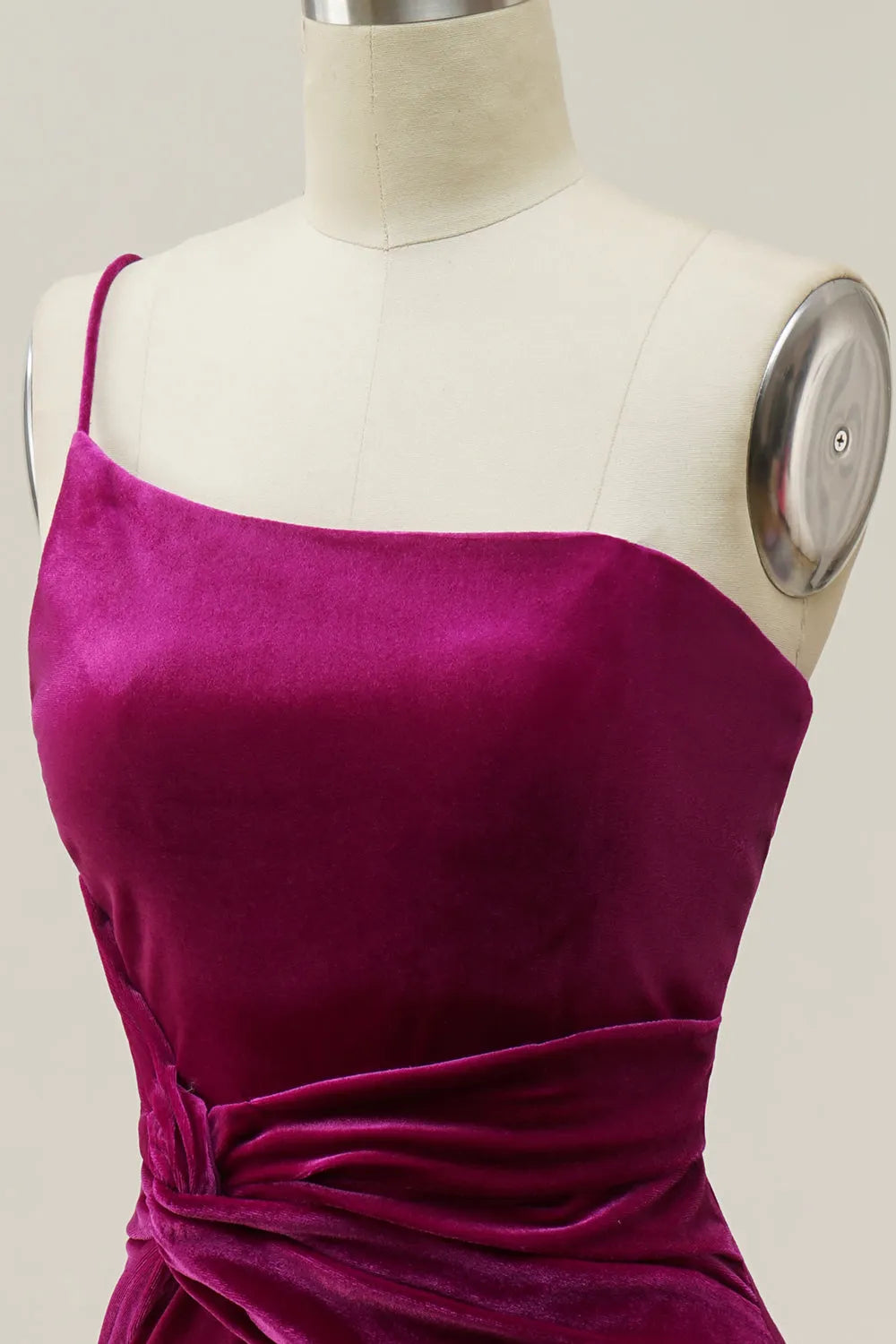 Mermaid One Shoulder Velvet Prom Dress with Slit