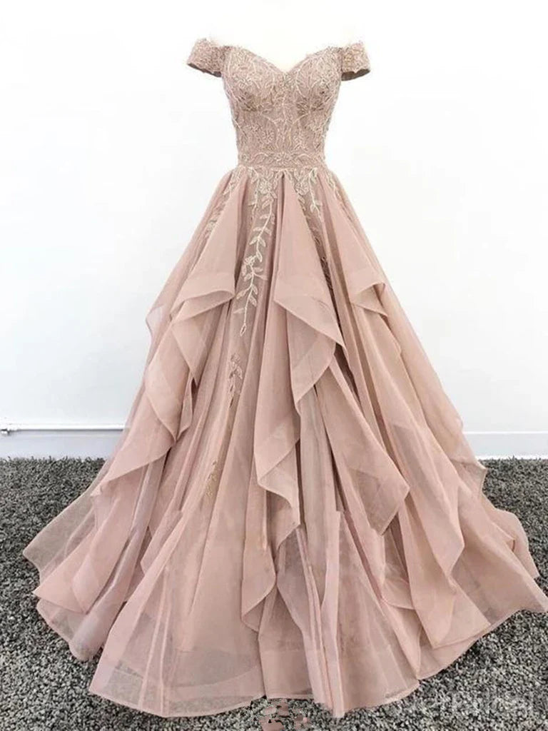 Off the Shoulder Lace Prom Dresses