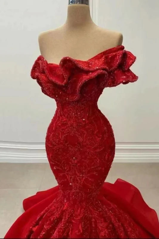 Mermaid Strapless Prom Dresses Party Dresses