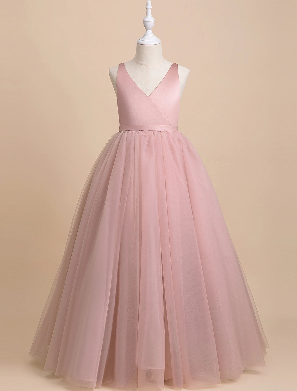 Kids Girls' Dress Solid Colored Long Sleeve Party Birthday Mesh Backless Bow Princess Sweet Polyester Maxi Tulle Dress Summer Spring Fall 3-10 Years White Pink