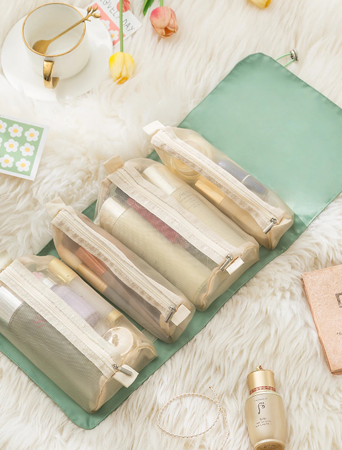 Travel Cosmetic Bag Foldable Makeup Organzier Portable Versatile Toiletry Wash Bag