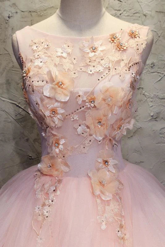 Ball Gown Long Prom Dress Flowers Gorgeous Quinceanera Dresses