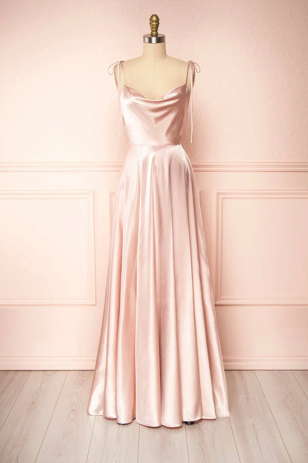 A-Line Simple Spaghetti Satin Long Prom Dress