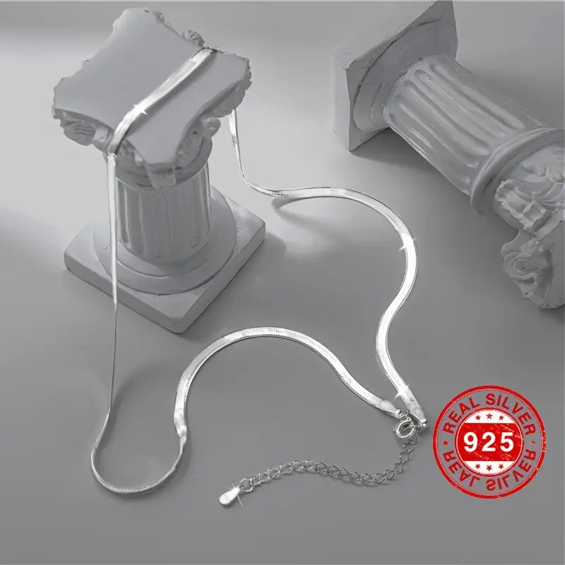 925 Sterling Silver Snake Bone Chain Necklace - Sleek & Timeless Elegant Jewelry with Premium Gift Box