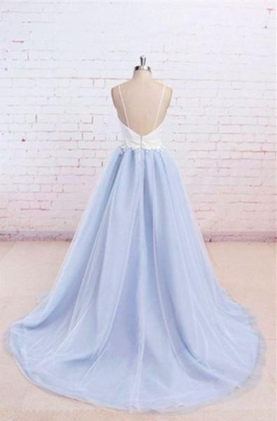 A-line Sweetheart Neck Backless Lace Sweep Train Prom Dress Formal Dress