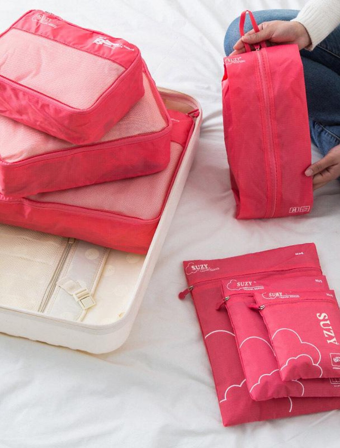 7pcs/set Travel Storage Bag Portable Suitcase Finishing Bag Clothing Storage Bag