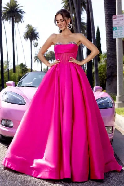 Bright Ballgown Strapless Sweetheart Open Back Floor Length Prom Dress