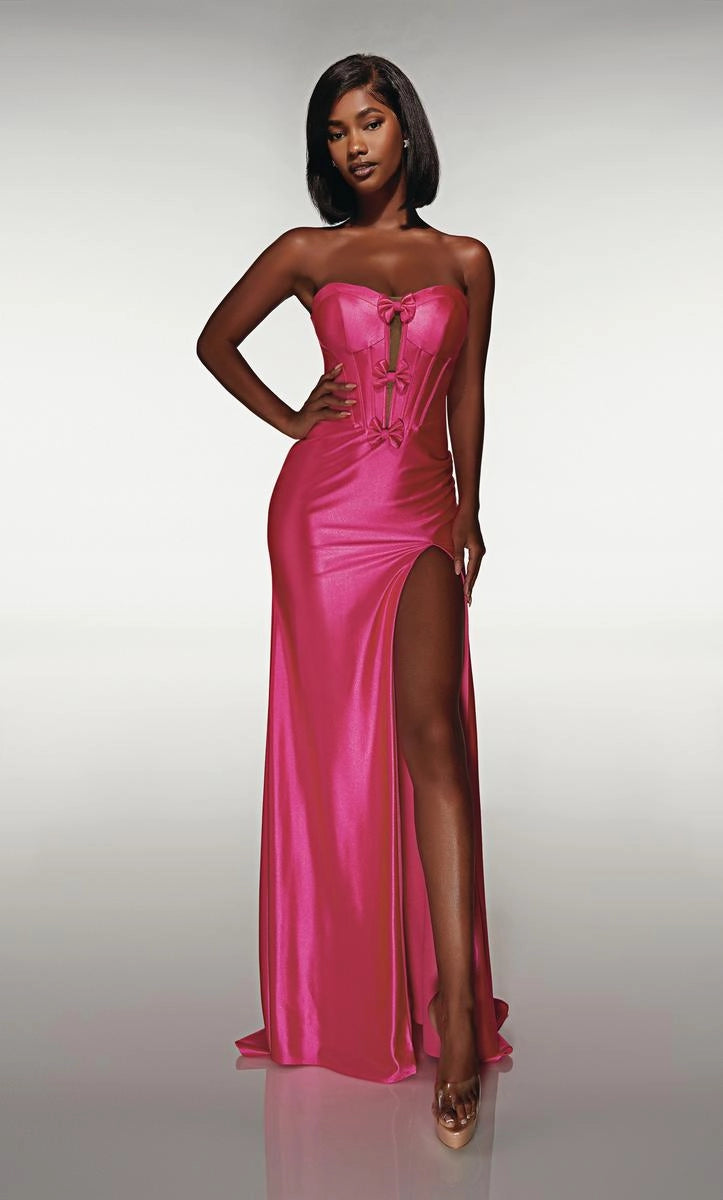 Fuchsia Strapless Corset Satin Mermaid Prom Dress