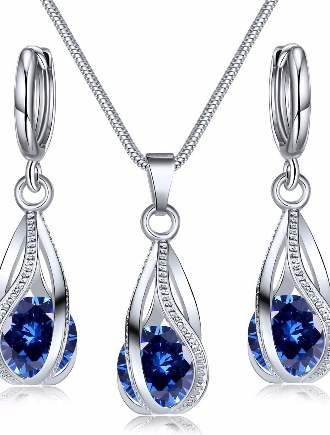 Bridal Jewelry Sets Two-piece Suit Zircon Crystal Rings 1 Necklace Women's Fashion Lovely Classic Precious irregular Jewelry Set For Wedding Party