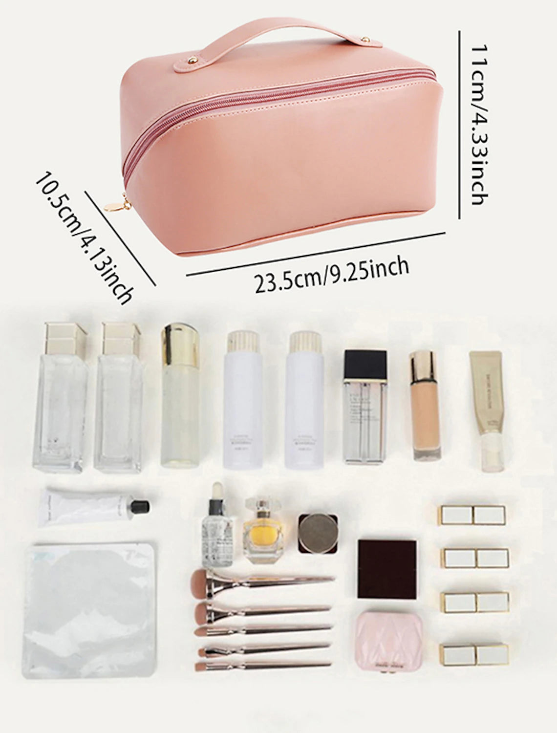 Travel Makeup Bag Sleek & Spacious Cosmetic Organizer Portable PU Makeup Pouch Women Waterproof Bathroom Washbag Multifunctional Toiletry Kit