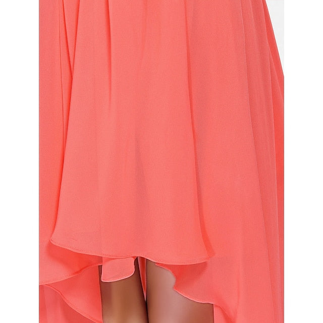 Ballkleid / A-Linie Brautjungfernkleid Herzförmiger Ausschnitt / Trägerlos Ärmellos Schnürung Asymmetrisch / Kurz / Mini Chiffon mit Überkreuzung / Gerüscht / Drapiert