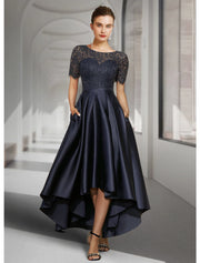 A-Line Mother of the Bride Dress Wedding Guest Elegant High Low Scoop – BL Dress