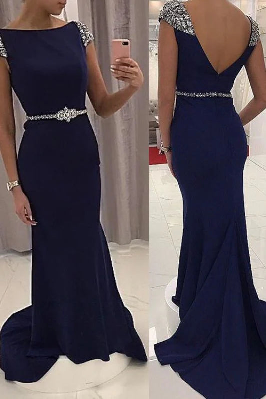 Mermaid Sequined Sleeve Formal Gown Prom Dress