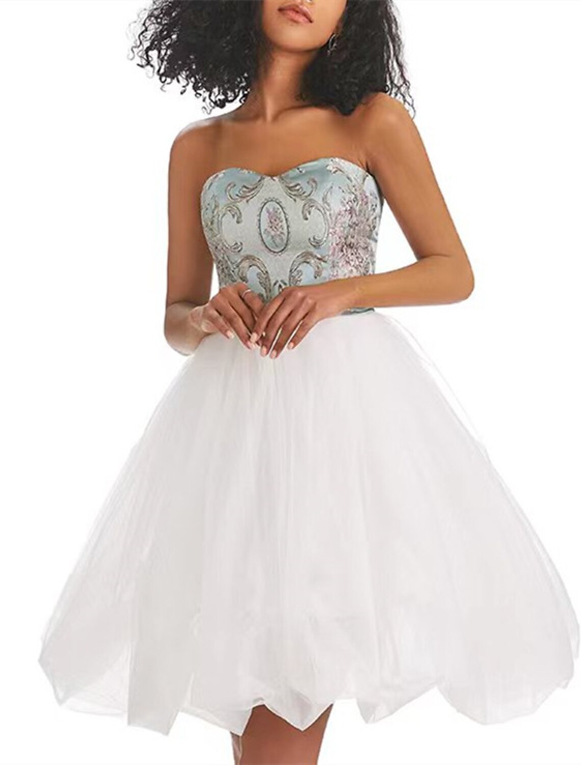 A-Line Homecoming Dresses Color Block Dress Graduation Short / Mini Sleeveless Strapless Tulle with Print