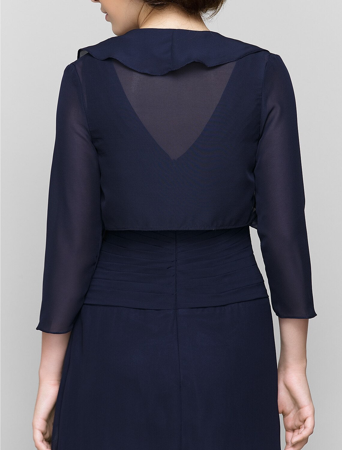 Sheath / Column Mother of the Bride Dress Convertible Dress V Neck Floor Length Chiffon 3/4 Length Sleeve with Criss Cross Cascading Ruffles