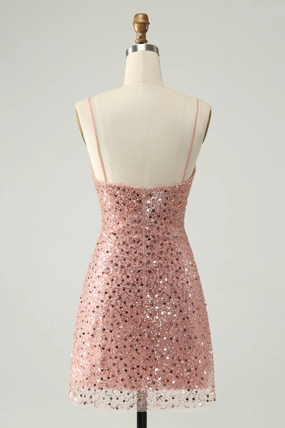 A-Line Sparkly Spaghetti Straps Sequins Cocktail Dress