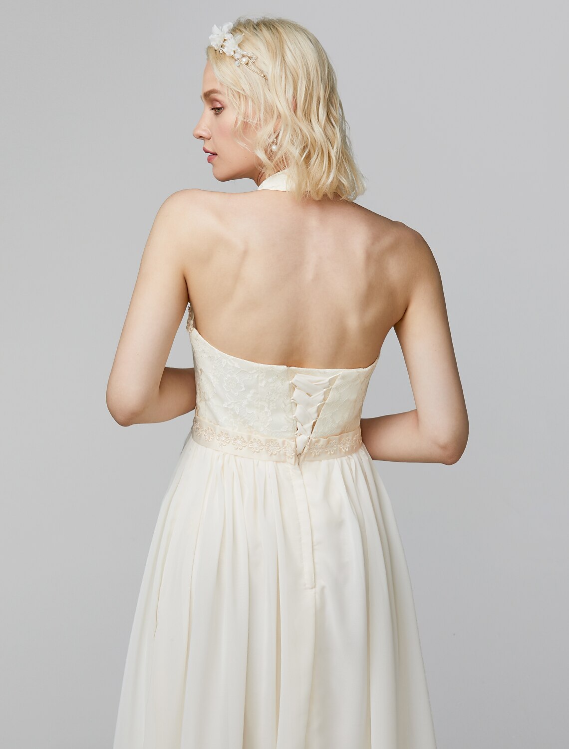 Etui-Linie/Spalte, hoher Halsausschnitt, bodenlanges Chiffon-/Spitzenmieder, Brautjungfernkleid mit Schärpe/Band/Falten