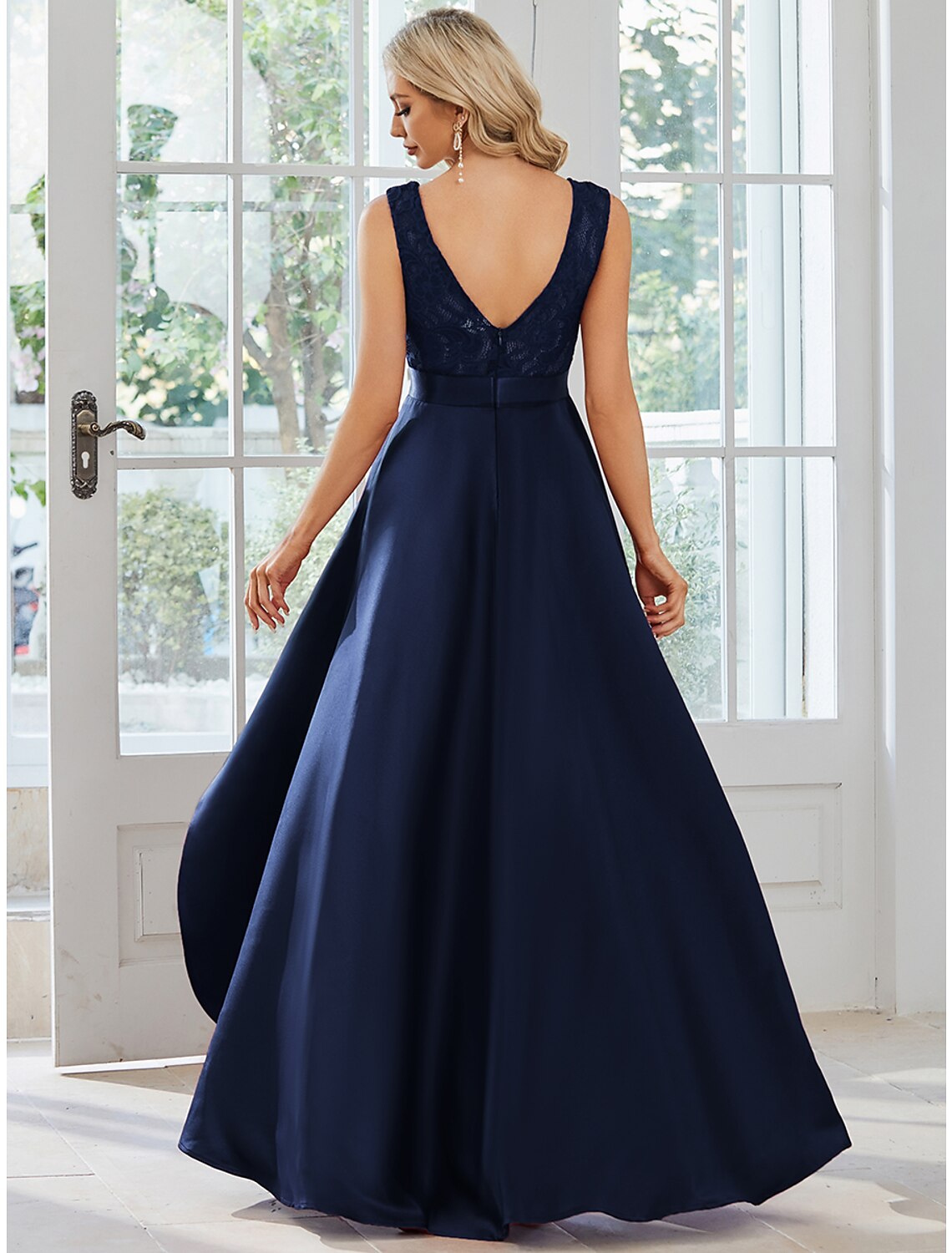 A-Line Wedding Guest Dresses Casual Dress Party Wear Asymmetrical Sleeveless Jewel Neck Satin with Pure Color