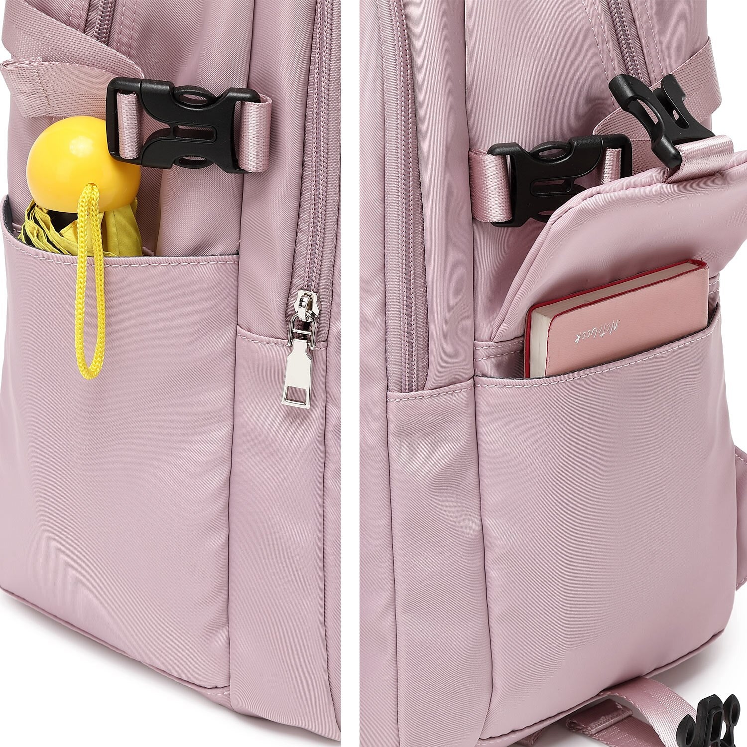 Men's Women's School Bag Bookbag Commuter Backpack School Traveling Solid Color Oxford Cloth Adjustable Large Capacity Waterproof Buttons Zipper Black Pink Purple