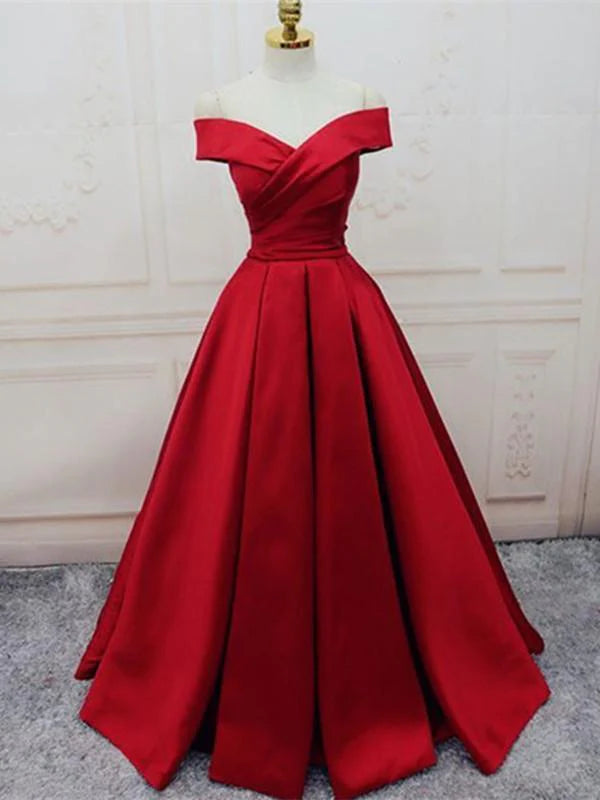 A-line Off Shoulder Floor Length Prom Dress Formal Dress