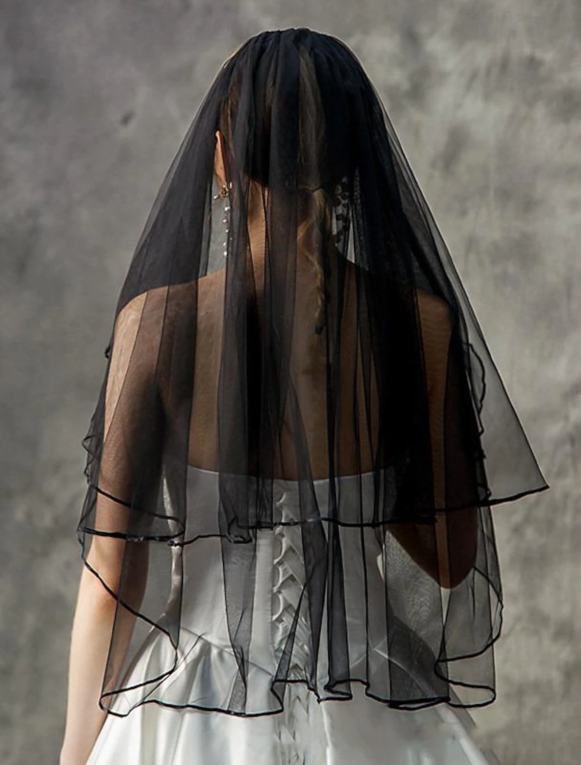 Two-tier / European Style Wedding Veil Elbow Veils with Tier / Pure Color Tulle