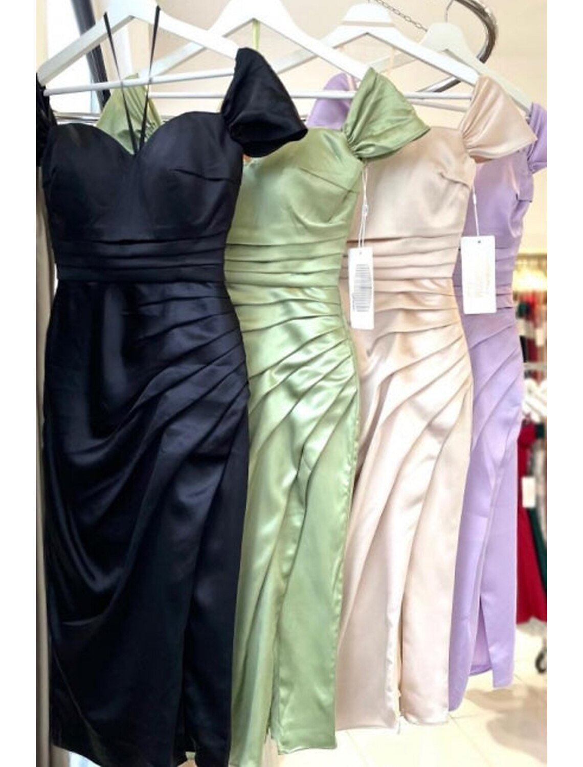 Mermaid / Trumpet Prom Dresses Minimalist Dress Cocktail Party Tea Length Sleeveless Sweetheart Charmeuse Backless with Pleats Ruched